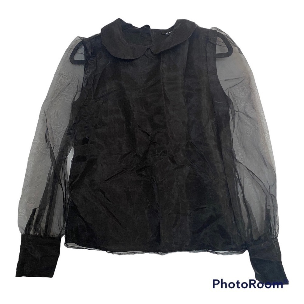 EN SAISON BLACK LONG SLEEVE SHEER BLOUSE SIZE XS